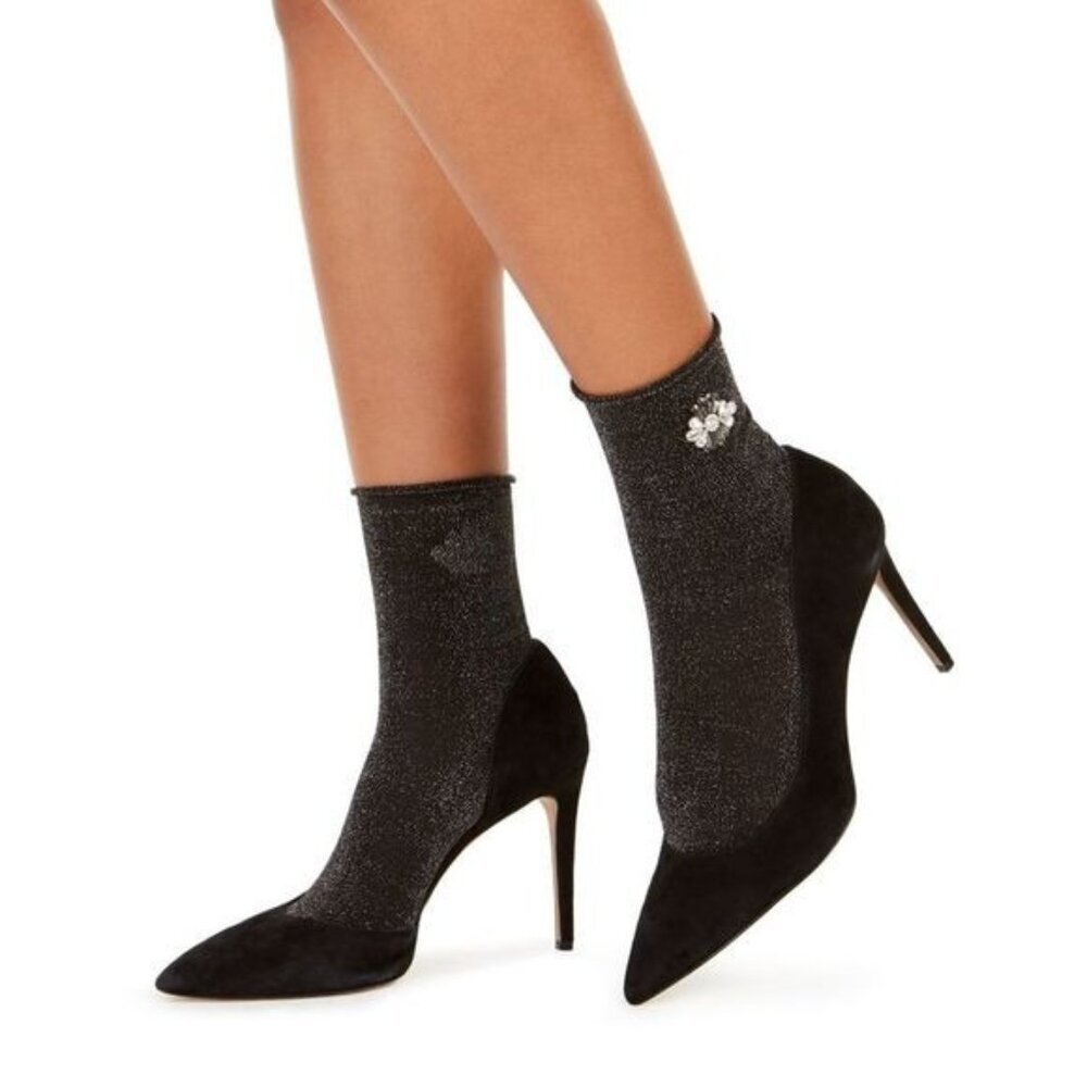 INC International Concepts Womens One Size Rhinestone Metallic Ankle Socks 2033